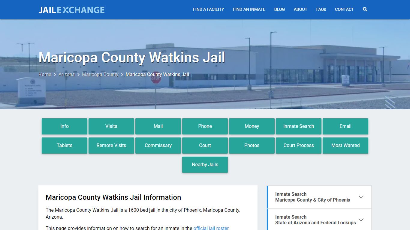 Maricopa County Watkins Jail, AZ Inmate Search, Information