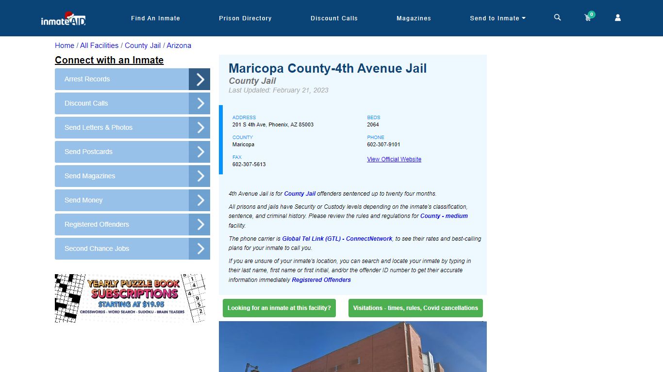Maricopa County-4th Avenue Jail - Inmate Locator - Phoenix, AZ